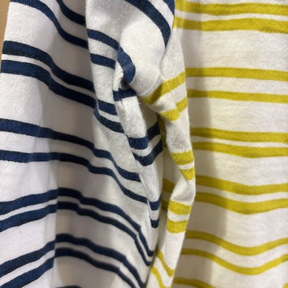 Tory Burch 100% Cotton Blue Yellow Striped Boat Neck 3/4 Sleeve Women's Large - Picture 5 of 9